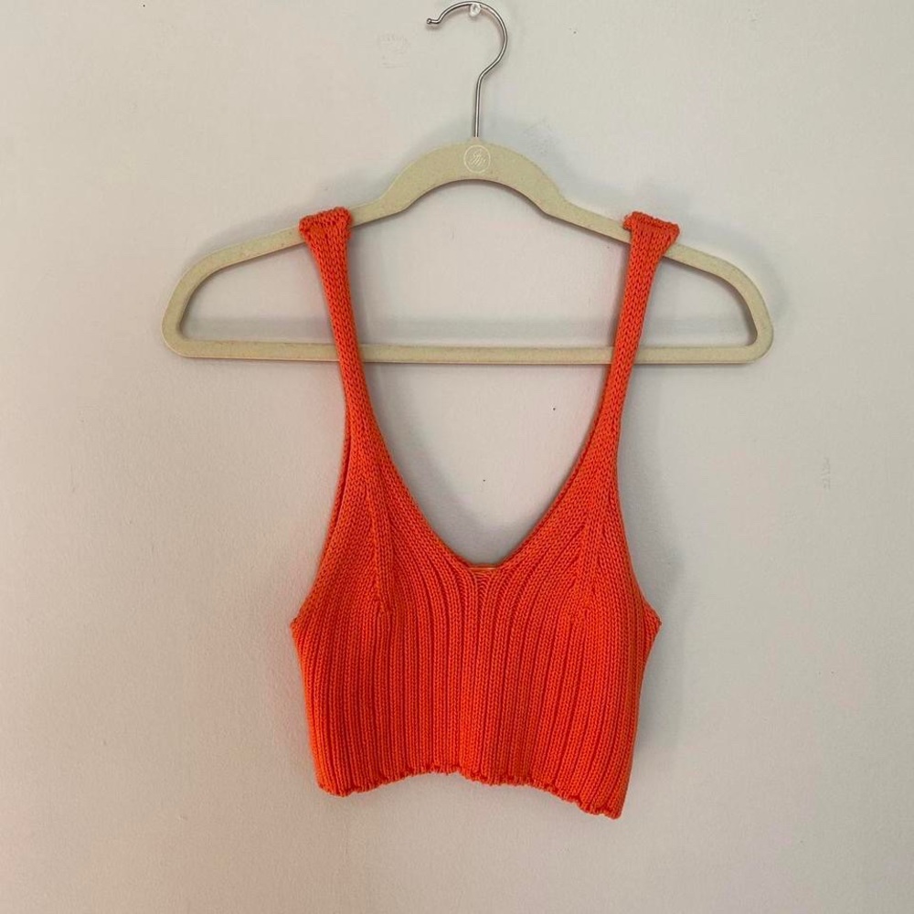 Crop Ribbed Knit orange tank top size S/M